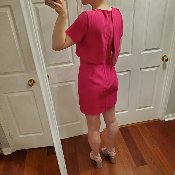 Cut Out Pink Party Dress with Turquoise Accents - Picture 4 of 9